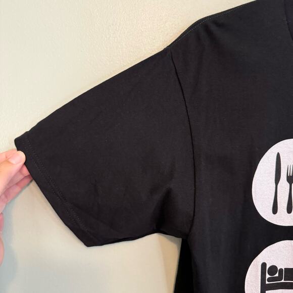 Port & Company T-Shirt Men M Cotton EAT SLEEP GAME Funny Gamer Graphic Tee Black - Picture 4 of 6